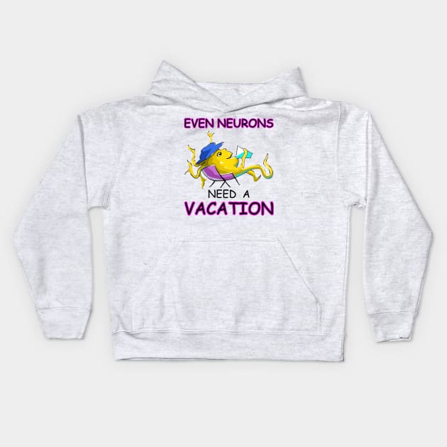 Neuron Vacation Vibes: Unwind Mode Kids Hoodie by LavalTheArtist